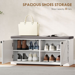 Shoe Storage Bench with Padded Seat, Entryway Bench Holds up to 352 lb, Shoe Organizer, 8 Pairs, Light Grey – view 24