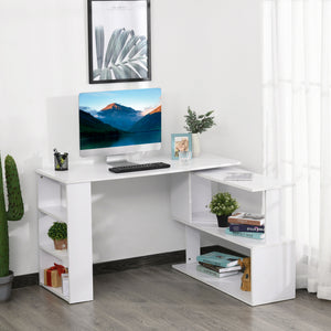 L Shaped Desk, 360° Rotating Corner Desk, Computer Writing Table Workstation with Storage Shelf for Home – view 14