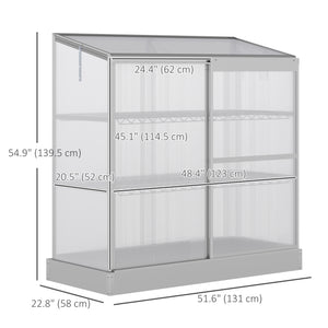 Aluminum Cold Frame Greenhouse, Raised Planter Bed Protection with Openable Top and 2 Shelves for Outdoor Indoor