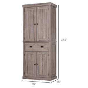 Long Standing Kitchen Cabinet w/ 2 Drawers MDF Board, Wood Grain