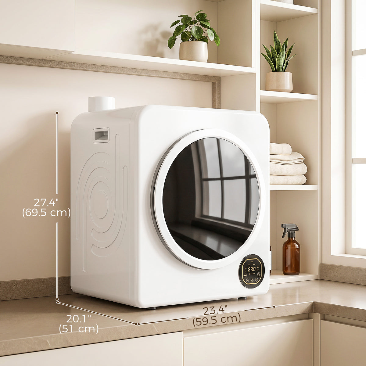 Clothes Dryer with 6 Drying Modes, Laundry Dryer with Stainless Steel Tub 18 lbs, White