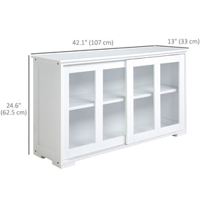 Modern Kitchen Sideboard, Stackable Storage Cabinet, Sliding Glass Door Console – view 16