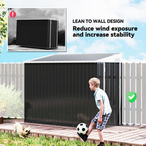 4' x 8' Outdoor Storage Shed Lean to Shed Outdoor Metal Tool Shed with Lockable Door and Air Vents – view 26