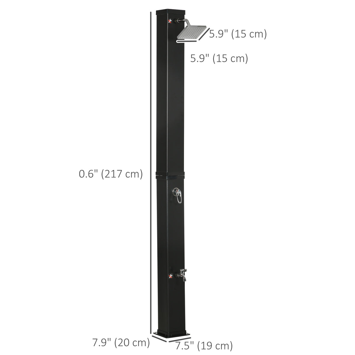 10.6 Gallons Solar Heated Shower with Free-Rotating Shower Head, Temperature Adjustment & Foot Shower