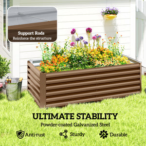 6' x 3' x 2' Raised Garden Bed, Galvanized Planter Box for Growing Flowers, Herbs and Vegetables, Brown – view 4