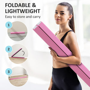Soozier 7ft Folding Balance Beam, Gymnastics Equipment with Anti-Slip Bottom for Kids Home Training, Multicolour