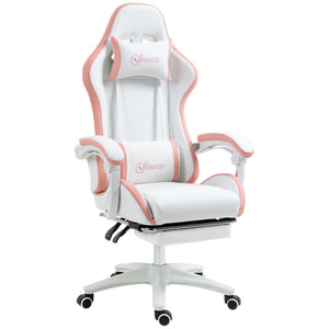 Computer Gaming Chair, PU Leather Office Desk Chair with Footrest, Swivel Wheels, 135° Reclining Back, Black – view 8