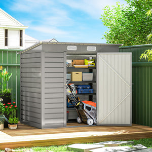 6 x 4FT Galvanized Garden Storage Shed, Metal Outdoor Shed with Double Doors and 2 Vents, Grey – view 21
