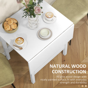Solid Wood Kitchen Table, Farmhouse Drop Leaf Tables for Small Spaces, Folding Dining Table, Nature Wood