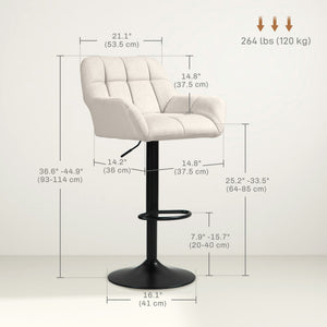 Swivel Barstools Set of 2 Adjustable Bar Stools with Footrest Armrests and PU Leather Back for Dining Room – view 4