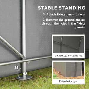 5' x 8' Outdoor Storage Shed, Heavy Duty Galvanized Steel Portable Shed for Bike, Motorcycle, Garden Tools – view 11