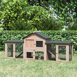 Large Rabbit Hutch Wood Bunny Cage Outdoor Guinea Pig House with Double Runs Slide Out Tray Ramps – view 7