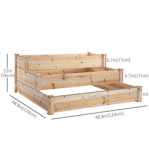 49" x 49" x 22" 3-Tier Raised Garden Bed Wooden Planter Kit Elevated Plant Box Stand for Yard, Patio – view 3