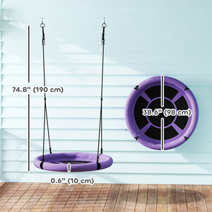 Qaba 100cm Diameter Nest Seat for Kids with Height Adjustable Hanging Ropes for Outdoor, Playground, Garden