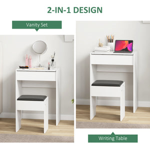 Modern Vanity Set with Makeup Table and Cushioned Stool – view 3