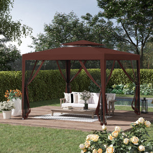 10' x 10' Outdoor Canopy Tent Party Tent with Mesh Netting and Double Tier Roof for Backyard, Garden – view 21