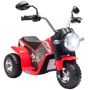 Aosom Kids Electric Motorcycle 6V Battery Powered Ride-On Dirt Bike 3-Wheels Motorbike with Horn Headlights Realistic Sounds 1.24mph Speed for Girls Boy 18 - 36 Months