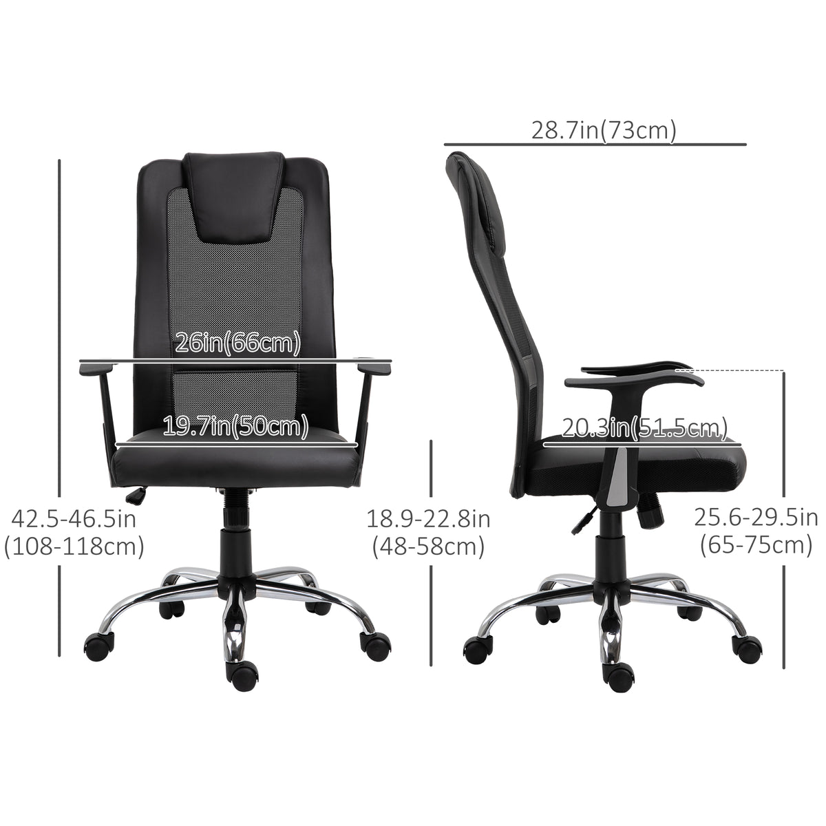 Ergonomic Office Chair with Thick Padded Headrest, Mesh Computer Desk Chair with Tilt Function, Armrest – view 2