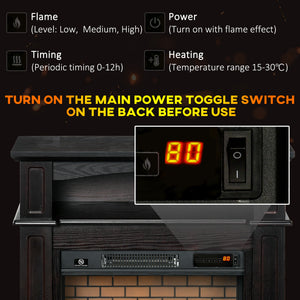 Electric Fireplace with Mantel, Freestanding Heater Corner Firebox with Remote Control, 700W/1400W, Brown – view 5