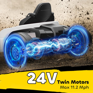 Qaba 24V Electric Go Kart with Dual 150W Motors, Adjustable Seat & 11.2MPH High Speed, Slow Start, 5-Point Harness