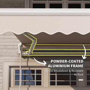 8'x7' Patio Awning Manual Retractable Sun Shade Outdoor Deck Canopy Shelter, Beige