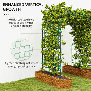 Arched Garden Trellis, 8 FT Tall Metal Plant Trellis Support with Trellis Netting for Climbing Plants