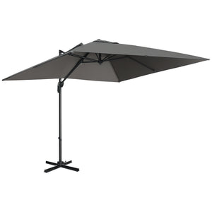 9ft Cantilever Patio Umbrella, Square Overhanging Umbrella with Cross Base, Crank Handle, Tilt