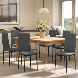 Modern Dining Chairs, Set of 6, High Back Linen Fabric Upholstery and Metal Legs for the Living Room, Home, Grey
