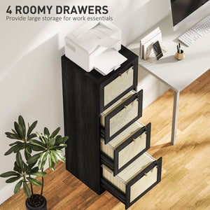2 Drawer Filing Cabinet with Lock, Boho File Cabinet for A4 Letter Size Files with Decorative Rattan – view 31
