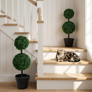 2 Ball Topiary Tree in Pot for Home Decor, Artificial Plant for Home Office, Living Room Decor, Dark Green – view 11