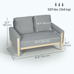 53" Loveseat Sofa, Small 2 Seater Couch with Solid Wood Legs, Modern Velvet Sofa for Living Room – view 9