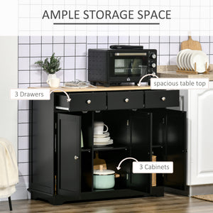 Modern Sideboard, Buffet Cabinet with Storage Cabinets, Drawers and Adjustable Shelves for Living Room, Black
