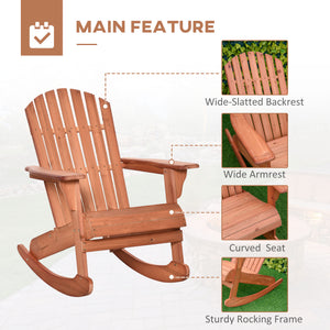 Wooden Adirondack Rocking Muskoka Chair with Slatted Wooden Design, Fanned Back and Classic Rustic Style – view 5