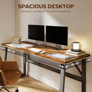 71 Inch Computer Desk, Home Office Desk, Simple Study Writing Table with Adjustable Feet, Modern Style, Brown
