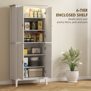 69.5" Tall Kitchen Pantry Storage Cabinet with Motion Sensor LED Light, Modern Kitchen Pantry Cabinet, Green – view 11