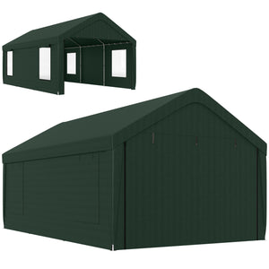 12 x 20ft Carport with 2 Roll-Up Doors, 4 Windows, Portable Garage with Removable Sidewalls for Car, Truck – view 8
