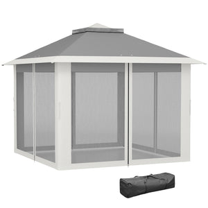 11' x 11' Pop Up Gazebo, Double Roof Foldable Height Adjustable Canopy Tent with Mesh Sidewalls – view 8