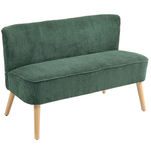 Modern 2 Seater Sofa, Upholstered Two Seater Couch with Rubber Wood Legs, Cream White – view 8