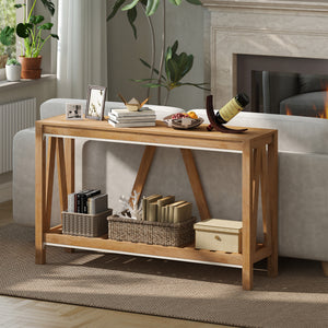52" Console Table, Farmhouse Narrow Entryway Table with Storage Shelf – view 13