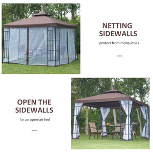 10'x10' Garden Gazebo Patio Canopy Portable Party Event Backyard w/ Mosquito Netting Coffee – view 5