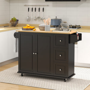 Kitchen Island on Wheels, Kitchen Cart with Drop Leaf, Drawers, Grey – view 14