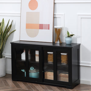 Modern Kitchen Sideboard, Stackable Storage Cabinet, Sliding Glass Door Console – view 7