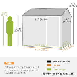 8.5' x 5.5' Metal Garden Storage Shed, Outdoor Tool Storage House with Lockable Door, Vents, Sloped Roof – view 10