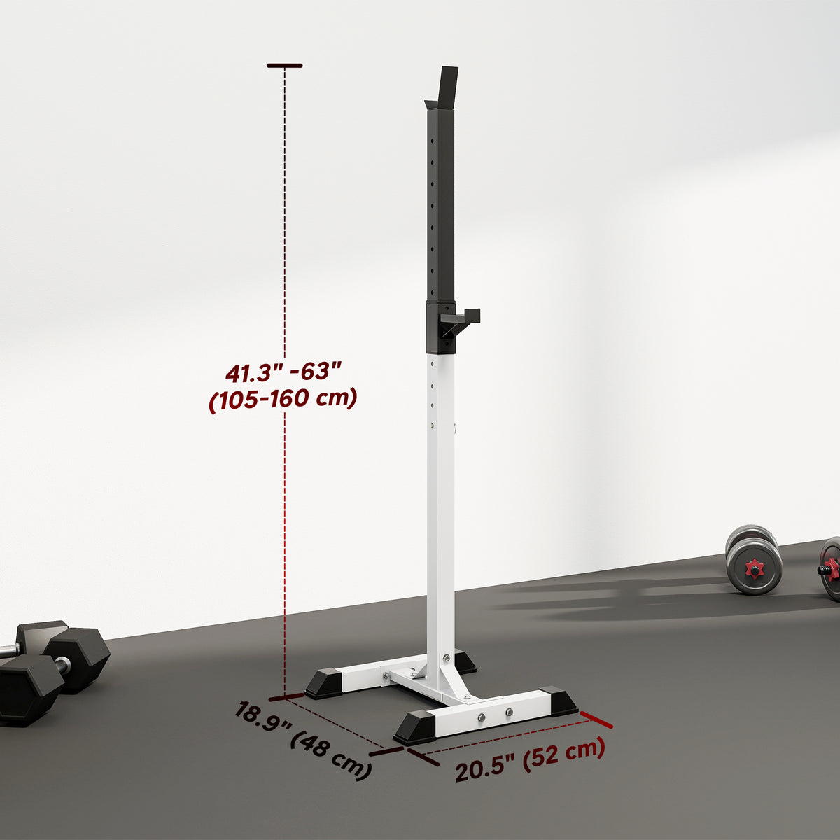 Soozier Adjustable Barbell Rack Stable Power Squat Stand Portable 2 Bars Barbell Holder Weight Rack, Black and White