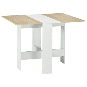 Drop Leaf Dining Table Wood Folding Table Multi-Use Side Table Dining Desk Space Saving Table, White/Oak