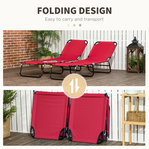 Set of 2 Folding Outdoor Lounge Chair, Sun Tanning Chairs with Reclining Back – view 25