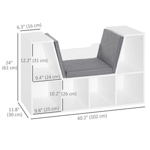 6-Cubby Bookcase with Seat Cushion, Cube Storage Shelf with Reading Nook for Home Office, Study, Blue – view 16
