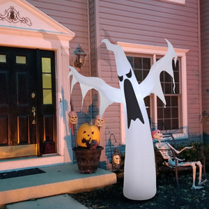 6FT Tall Halloween Inflatable White Ghost, Outdoor Blow Up Yard Decoration with LED Lights for Garden, Lawn, Party, Holiday