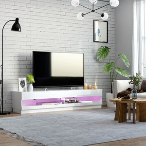Lighted TV Stand for TVs up to 75", TV Cabinet with Storage for Living Room, High Gloss White – view 7
