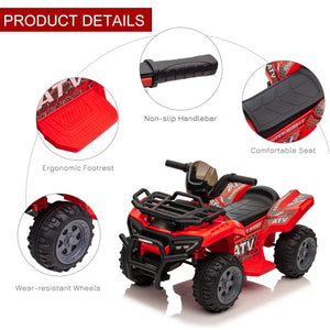 Aosom Kids Ride-on ATV Quad Bike Four Wheeler Car with Music, 6V Battery Powered Motorcycle for 18-36 Months
